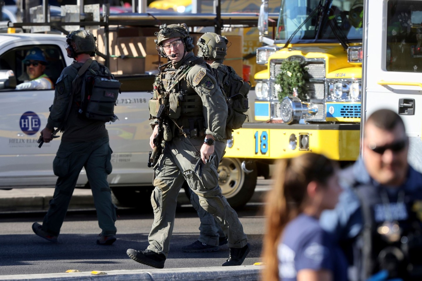 Die Polizei arbeitet am Tatort auf dem Campus der University of Nevada